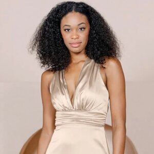 Revelry Dylan Satin Champagne Dress